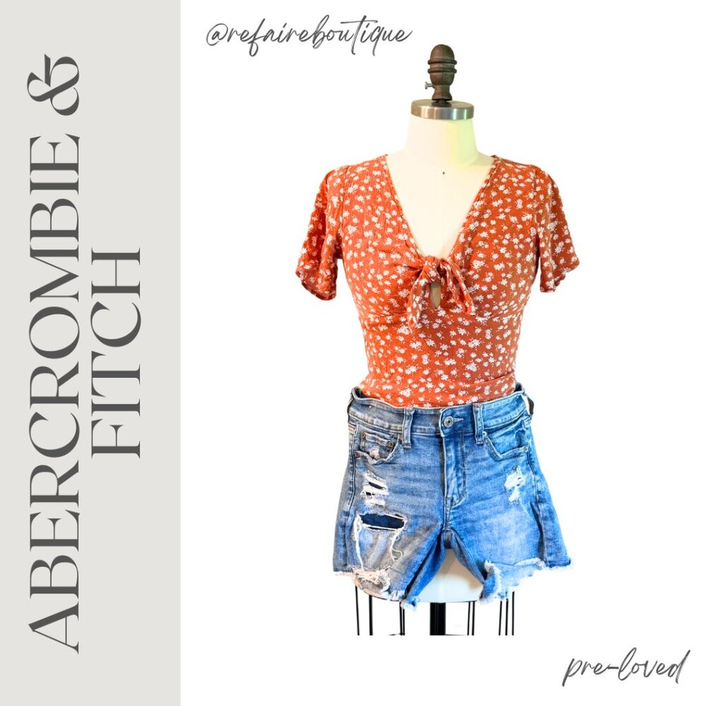 Abercrombie & Fitch Orange Floral Body Suit